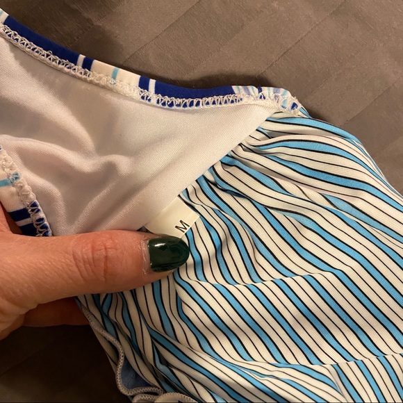 Cupshe bathing suit. Blue and White with Yellow tassels. Size M - Picture 7 of 7